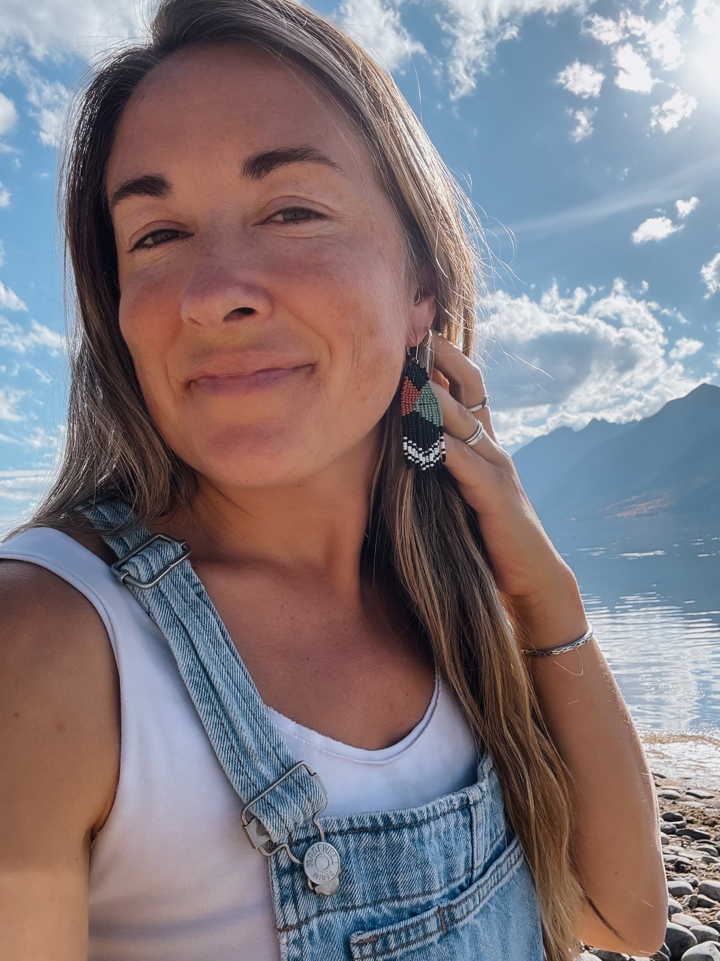 Red ridge fringe earring