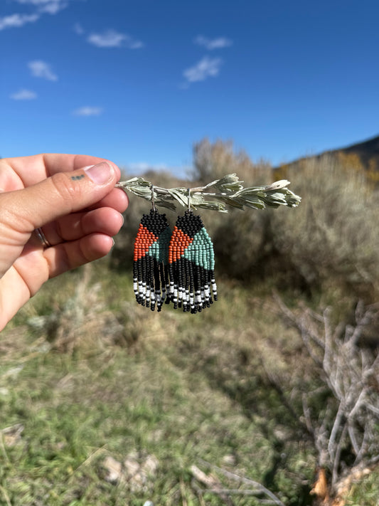 Red ridge fringe earring