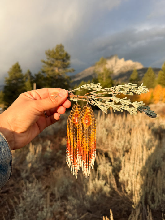 Bronze long fringe earring