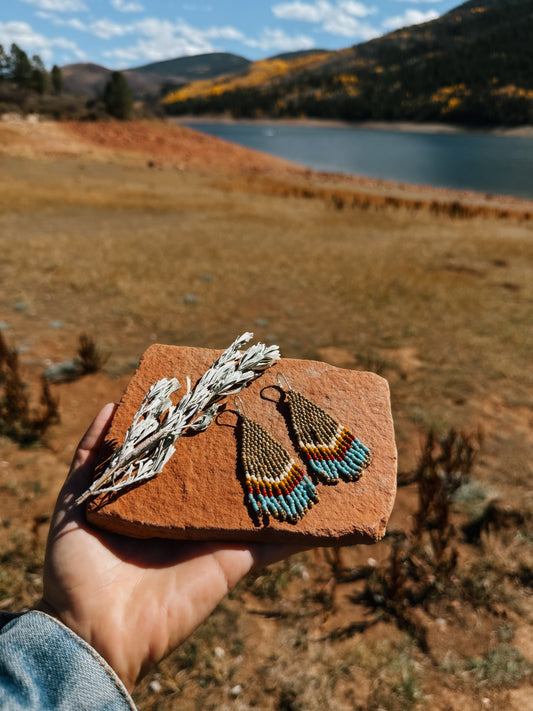 Saddle blanket fringe earring