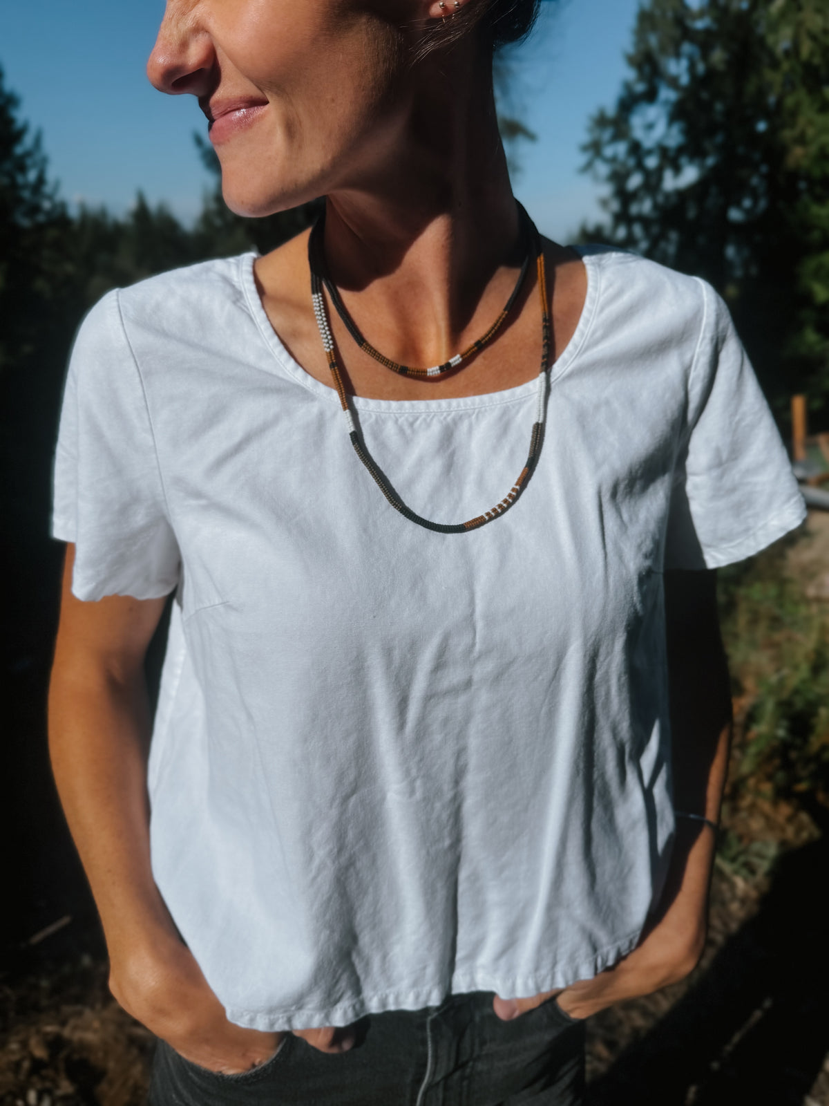 Long herringbone necklace